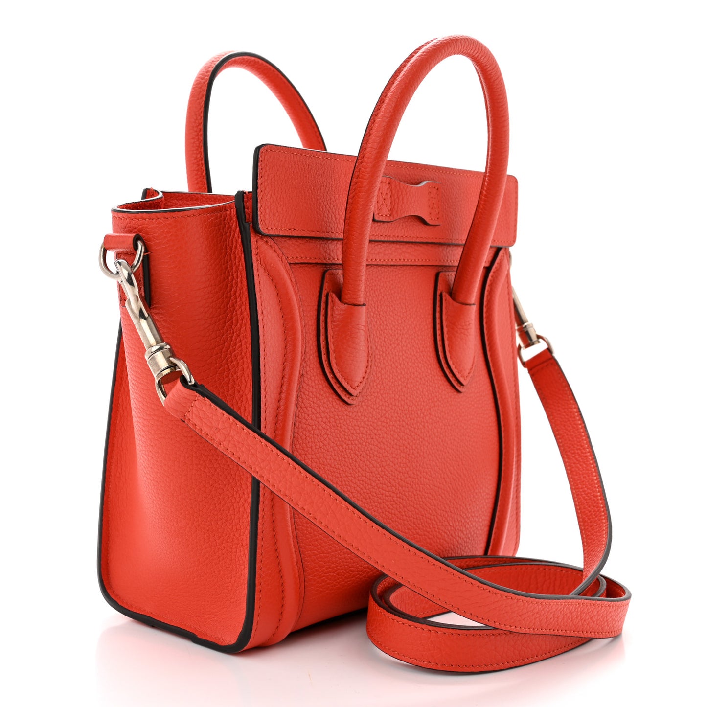 Drummed Calfskin Nano Luggage Vermillion