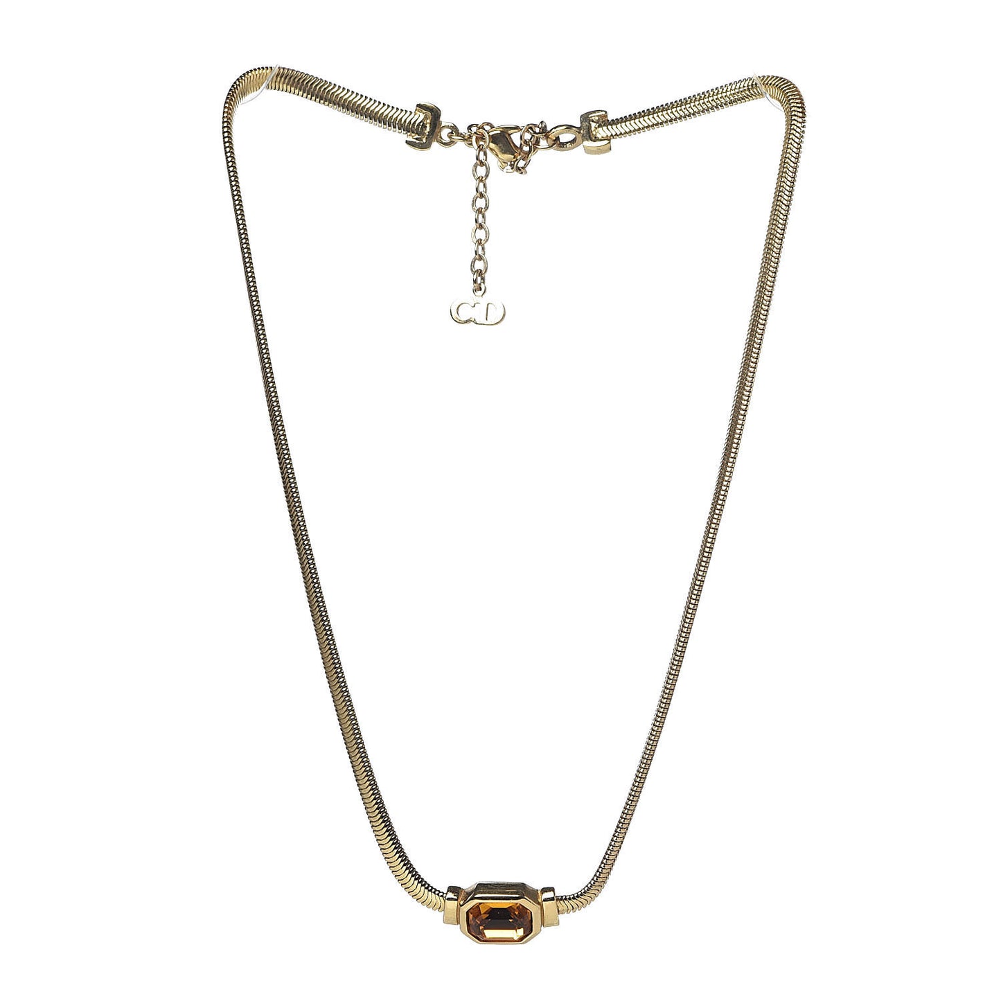 Crystal Chain Necklace Gold