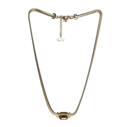 Christian Dior Crystal Chain Necklace Gold 3 of 6