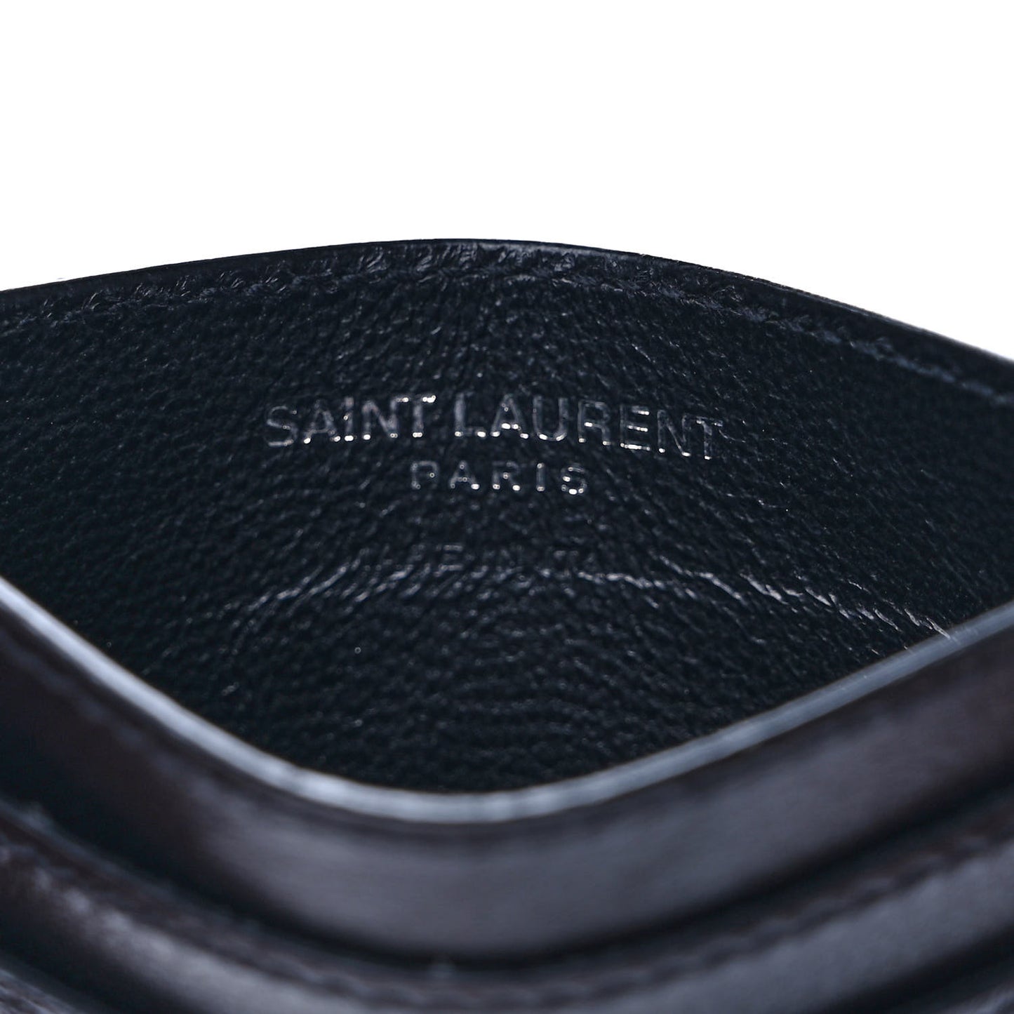 Calfskin Smoking Forever Patch Credit Card Case Black