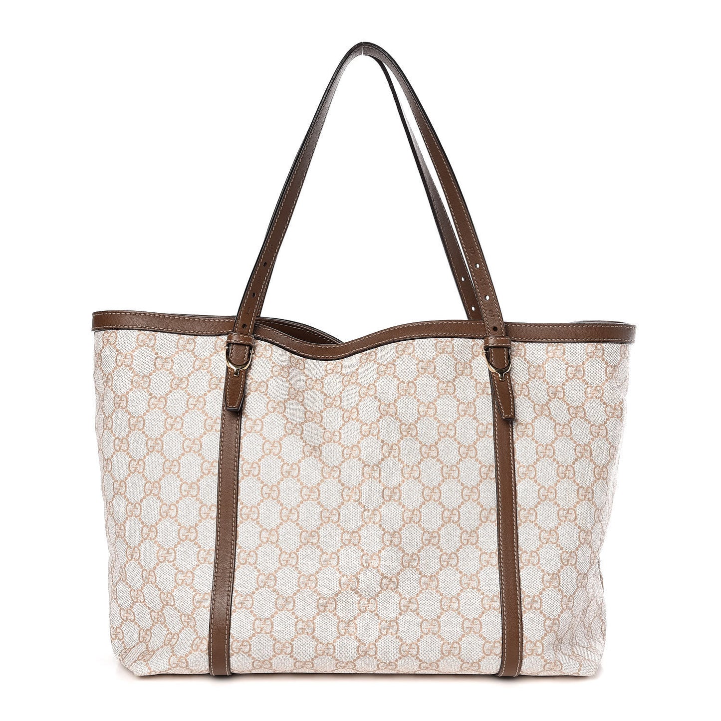 GG Supreme Monogram Calfskin Medium Nice Tote New Mystic White Beige Brown