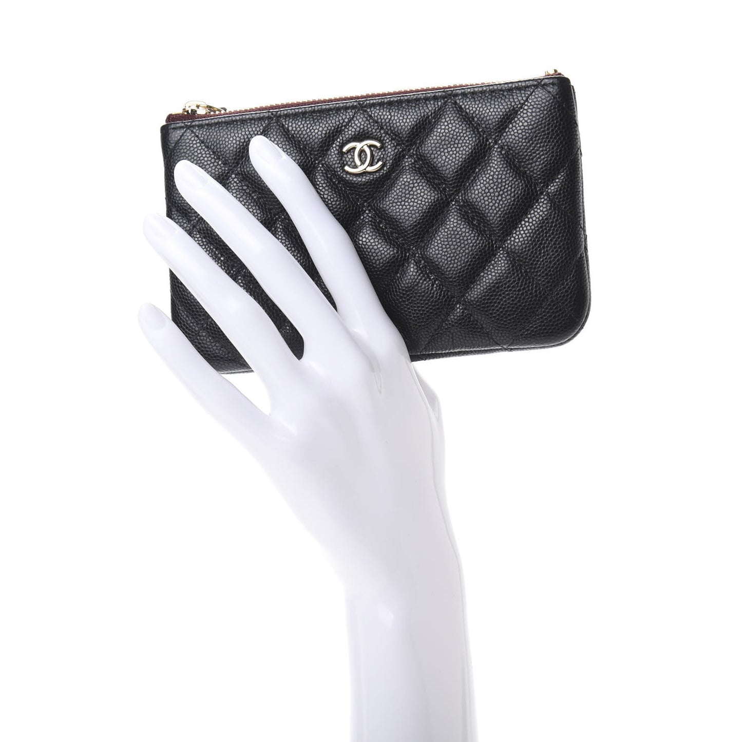 Caviar Quilted Small Cosmetic Case Black