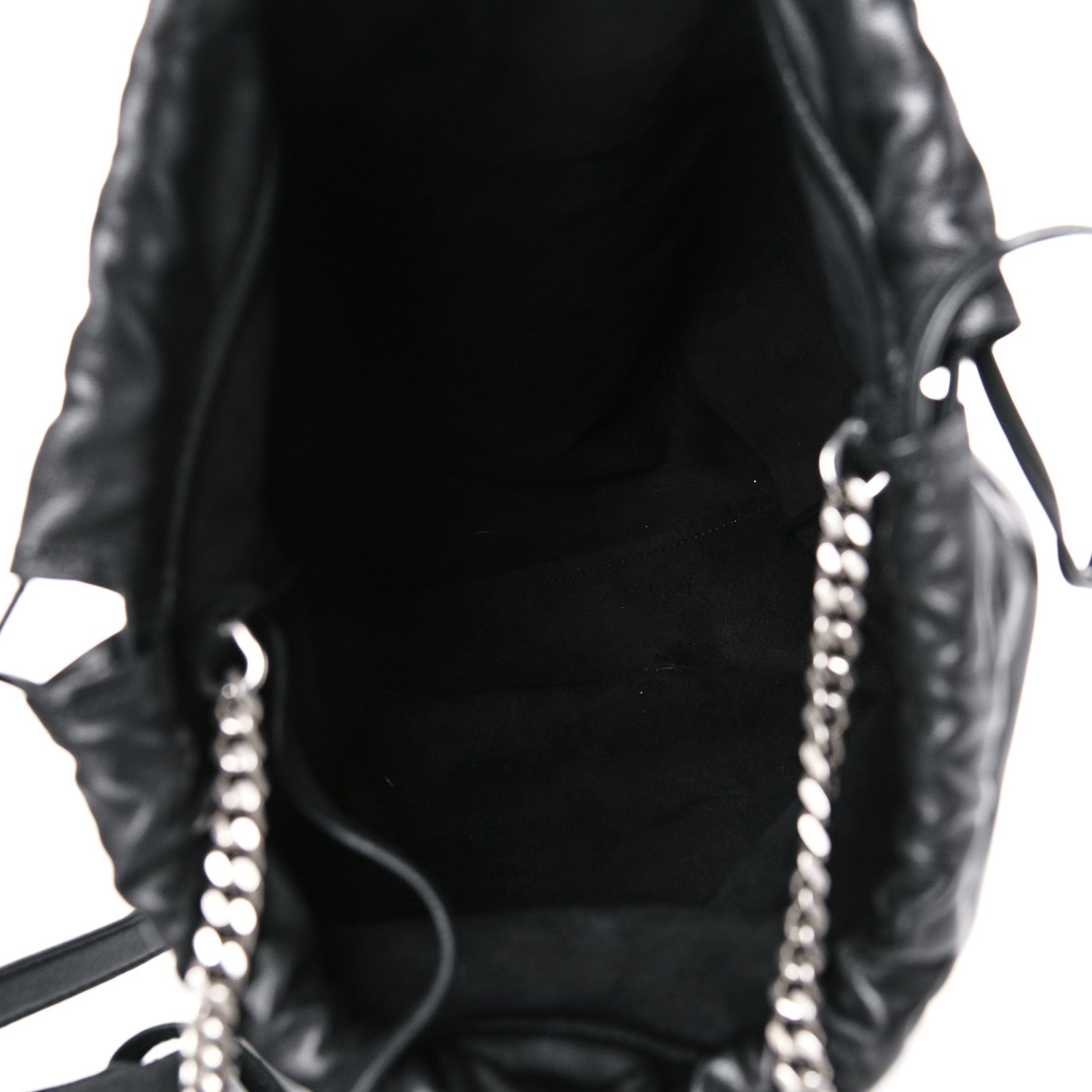 Saint Laurent Lambskin Teddy Drawstring Bag Black 6 of 13