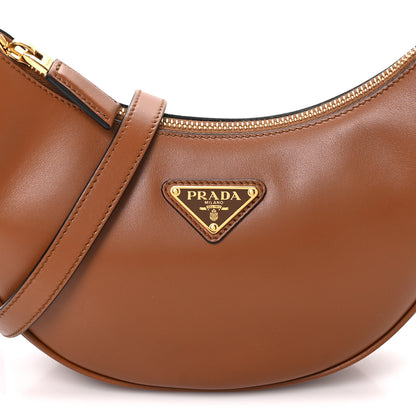 Prada Soft Calfskin Arque Shoulder Bag Cognac 7 of 9