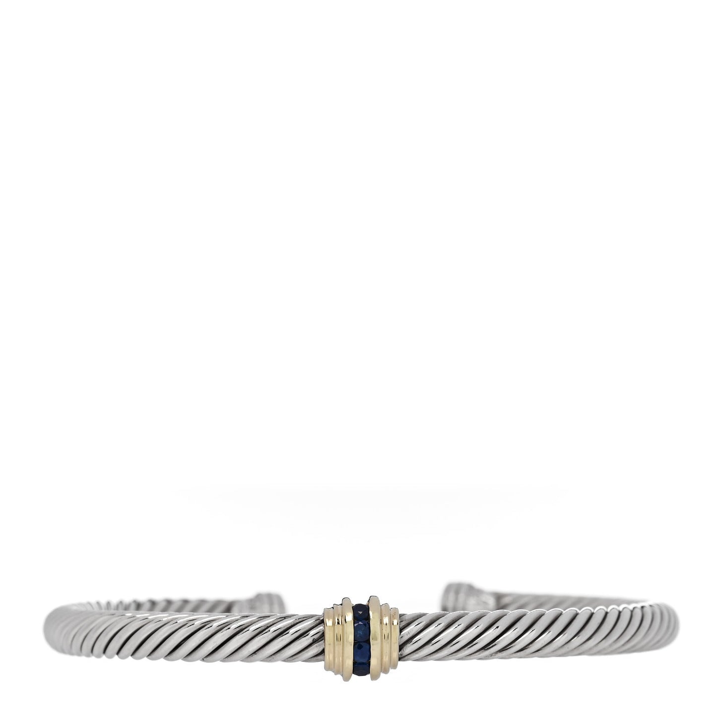 Sterling Silver 14K Yellow Gold Blue Sapphire 5mm Cable Classics Single Station Bracelet