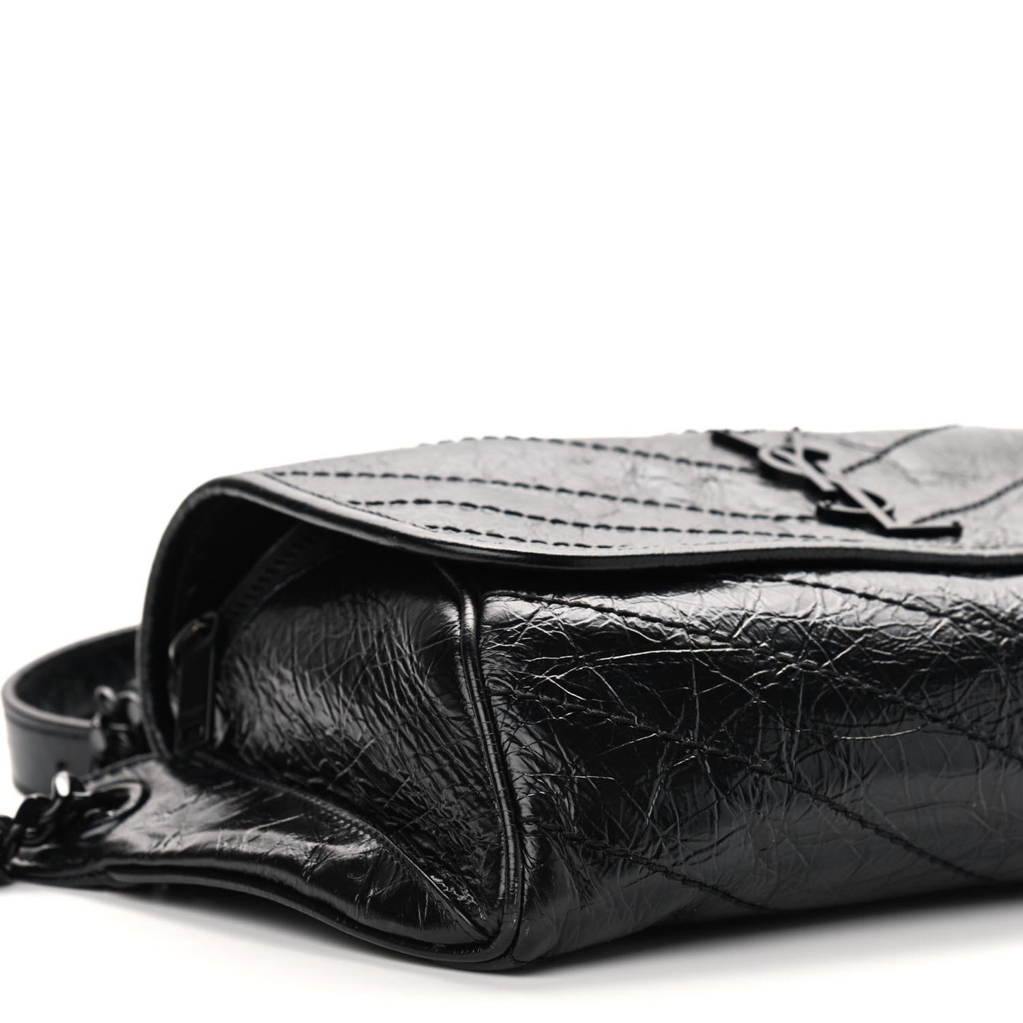Crinkled Calfskin Matelasse Monogram Niki Body Bag Black