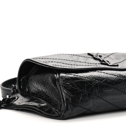 Saint Laurent Crinkled Calfskin Matelasse Monogram Niki Body Bag Black 8 of 9