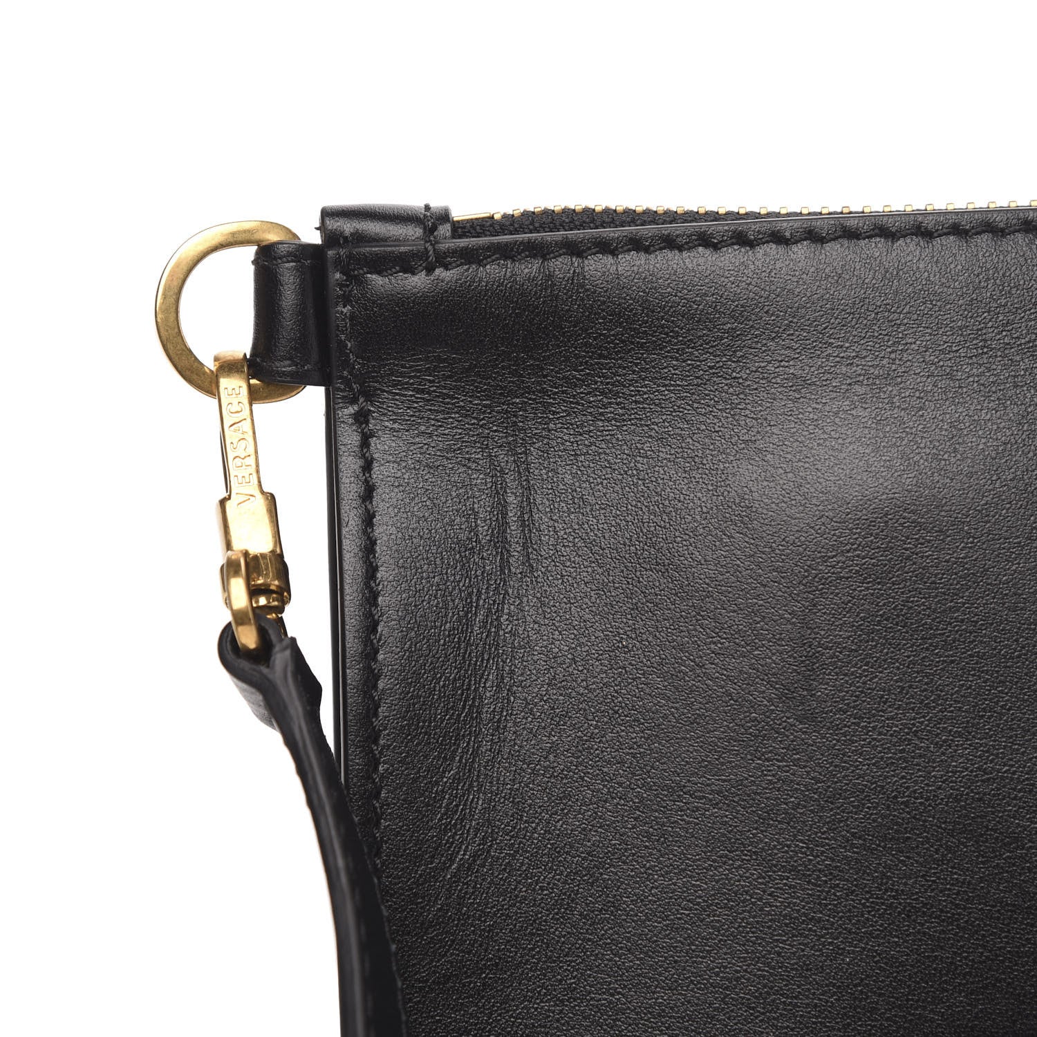 Versace Calfskin 90's Vintage Logo Crossbody Clutch Black White 8 of 10