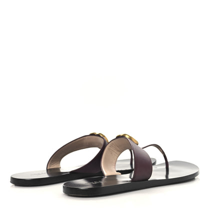 Gucci Calfskin GG Marmont Thong Sandals 41 Vintage Bordeaux 5 of 9