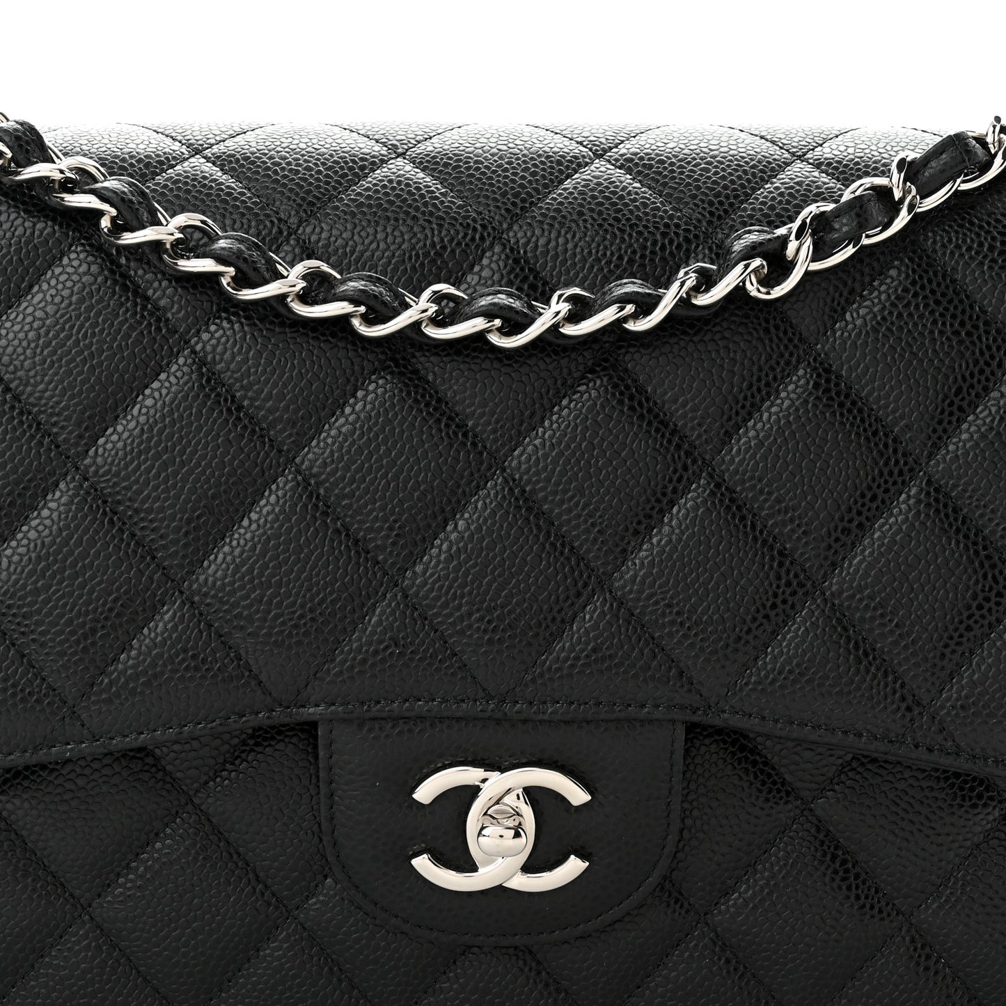 Caviar Quilted Jumbo Double Flap Black