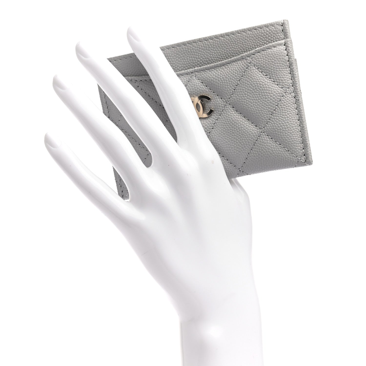 Chanel Caviar Quilted Card Holder Grey 2 of 8