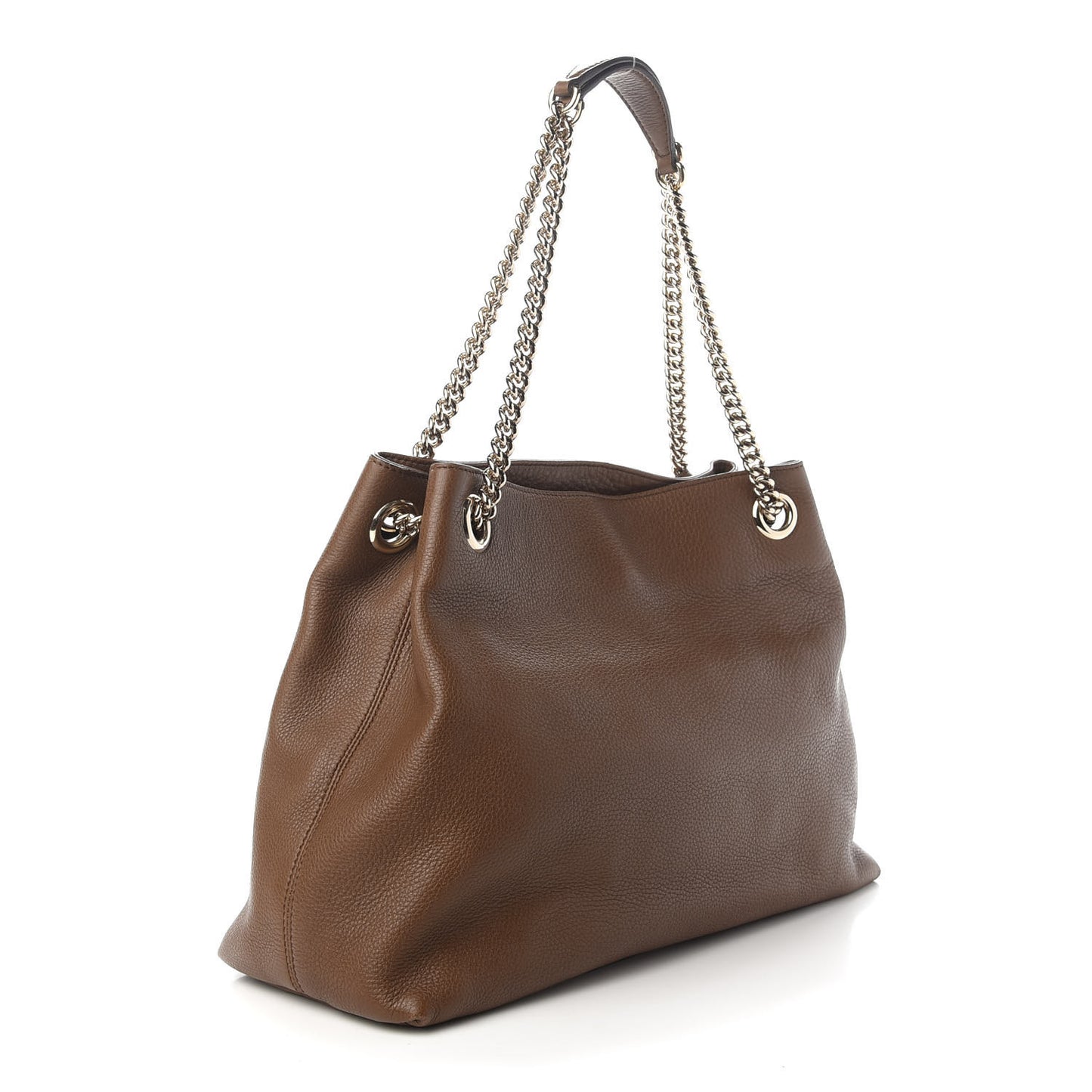 Pebbled Calfskin Medium Soho Chain Shoulder Bag Maple Brown