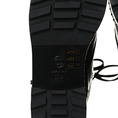 Chanel Crackled Calfskin Velvet Pearl Combat Short Boots 37.5 Black 8 of 15