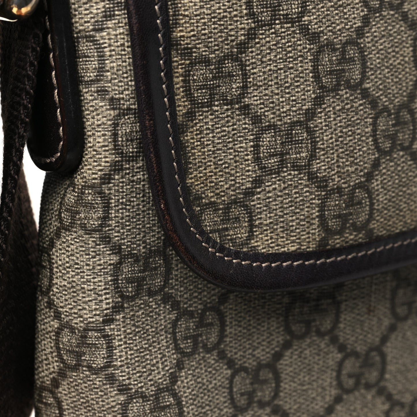 GG Supreme Monogram Selleria Calfskin Small Flap Messenger Bag Beige Ebony Cocoa Dark Chocolate