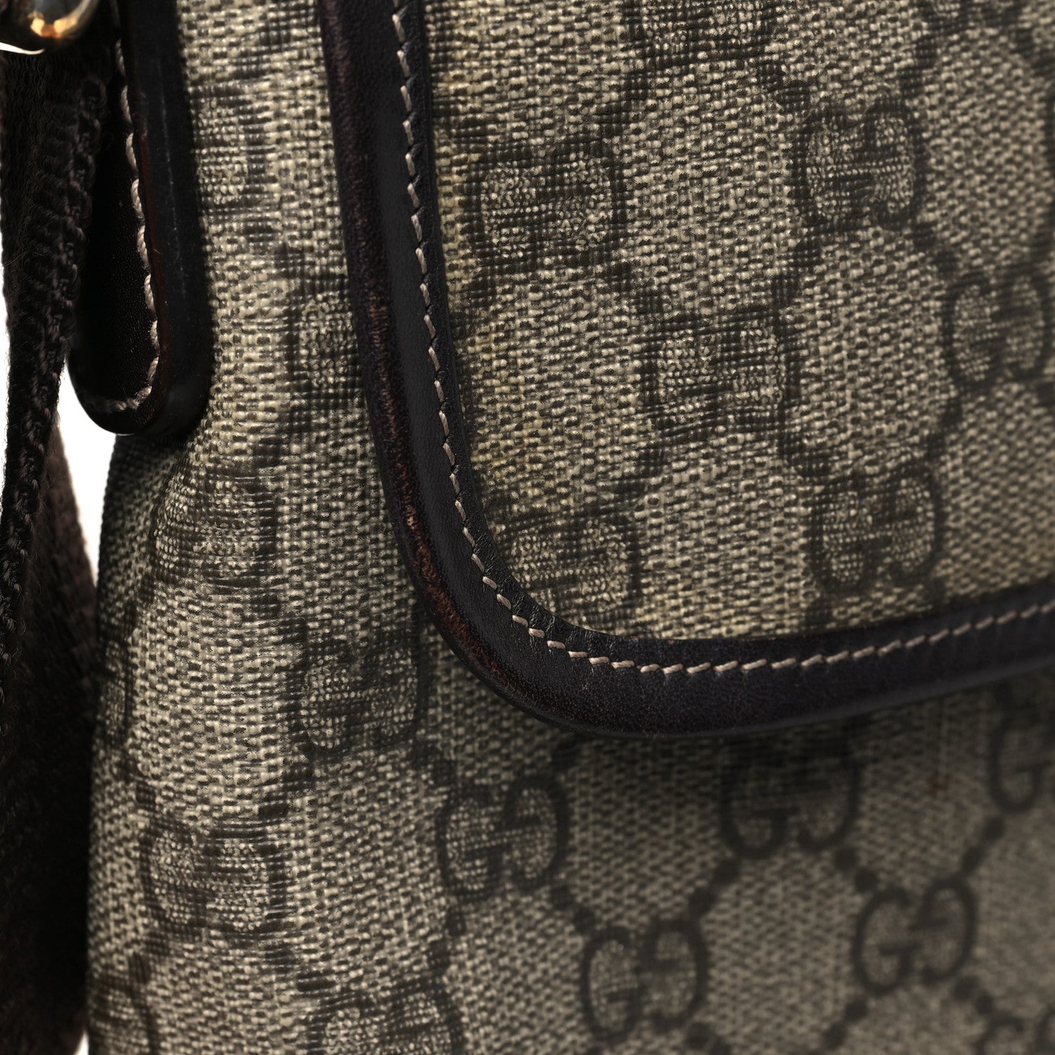 Gucci GG Supreme Monogram Selleria Calfskin Small Flap Messenger Bag Beige Ebony Cocoa Dark Chocolate 13 of 14