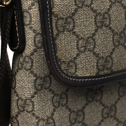 Gucci GG Supreme Monogram Selleria Calfskin Small Flap Messenger Bag Beige Ebony Cocoa Dark Chocolate 13 of 14