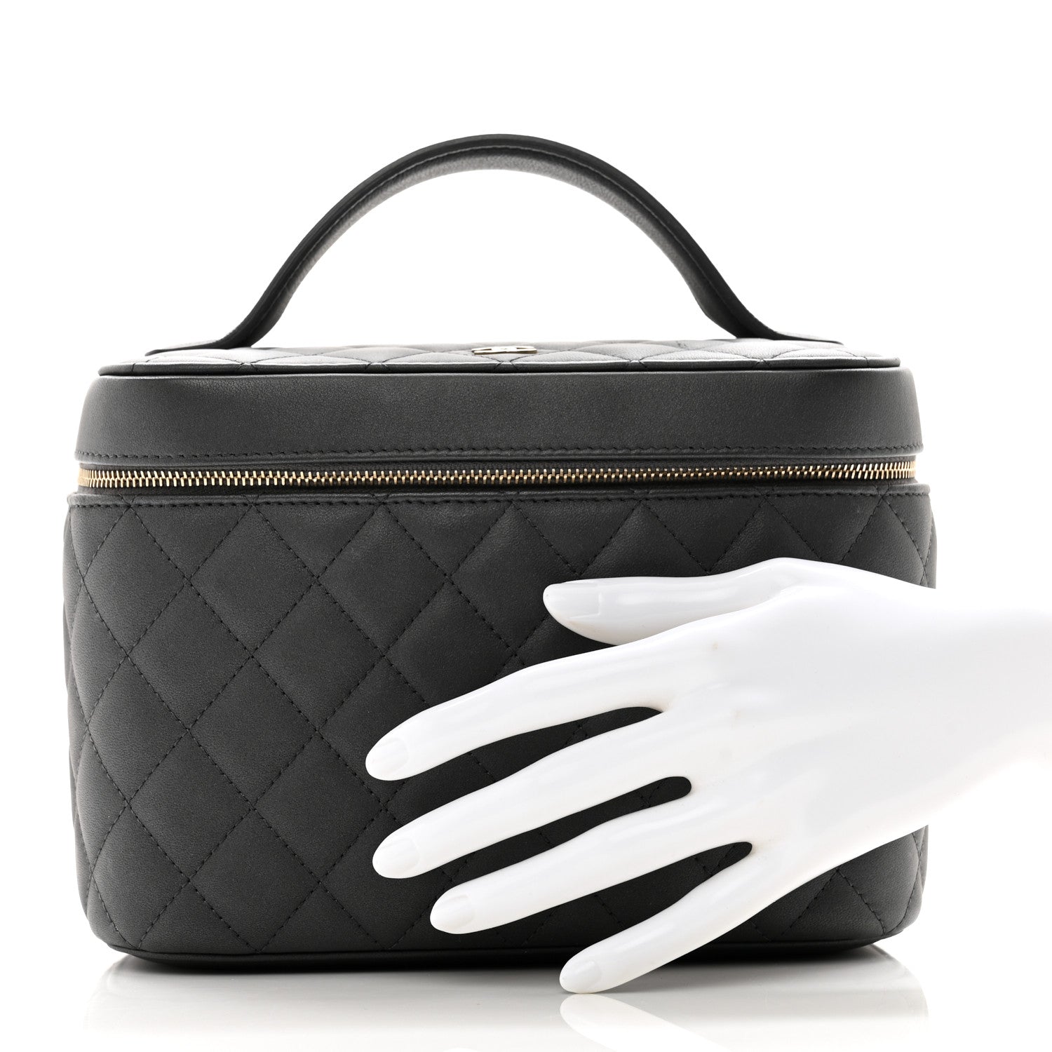 Chanel Lambskin Quilted Large Vanity Pouch Grey 2 of 7