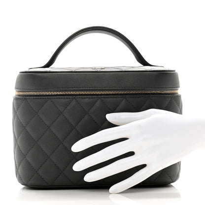 Chanel Lambskin Quilted Large Vanity Pouch Grey 2 of 7