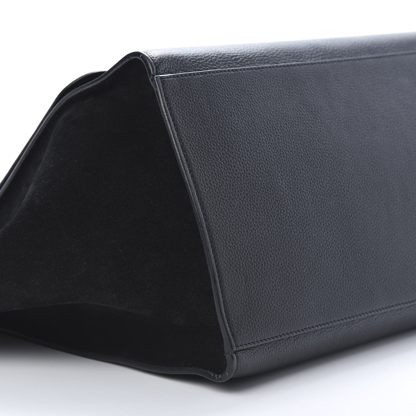 Drummed Calfskin Suede Large Trapeze Black