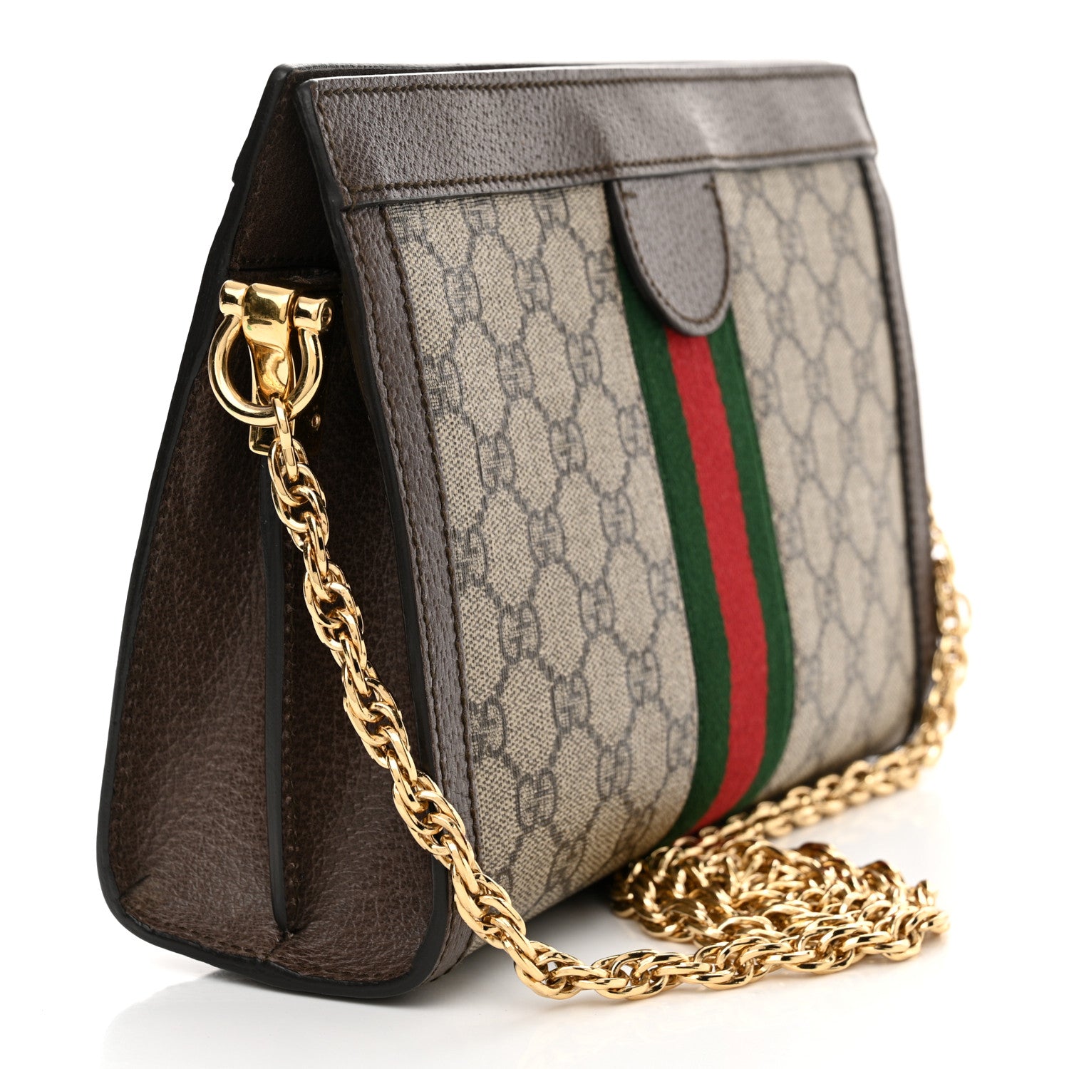 Gucci GG Supreme Monogram Web Small Ophidia Chain Shoulder Bag Brown 3 of 16