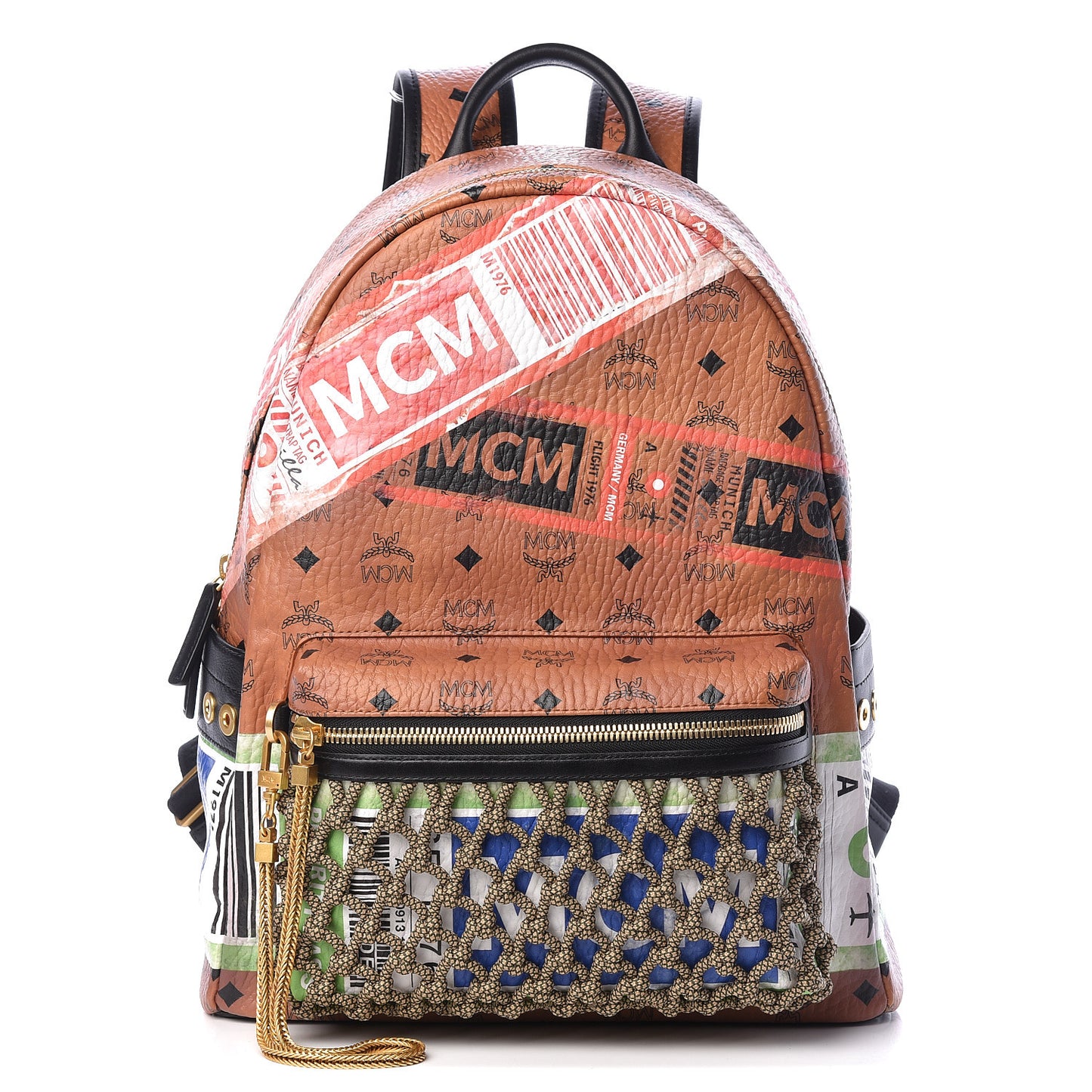 Visetos Flight Print Medium Stark Backpack Cognac