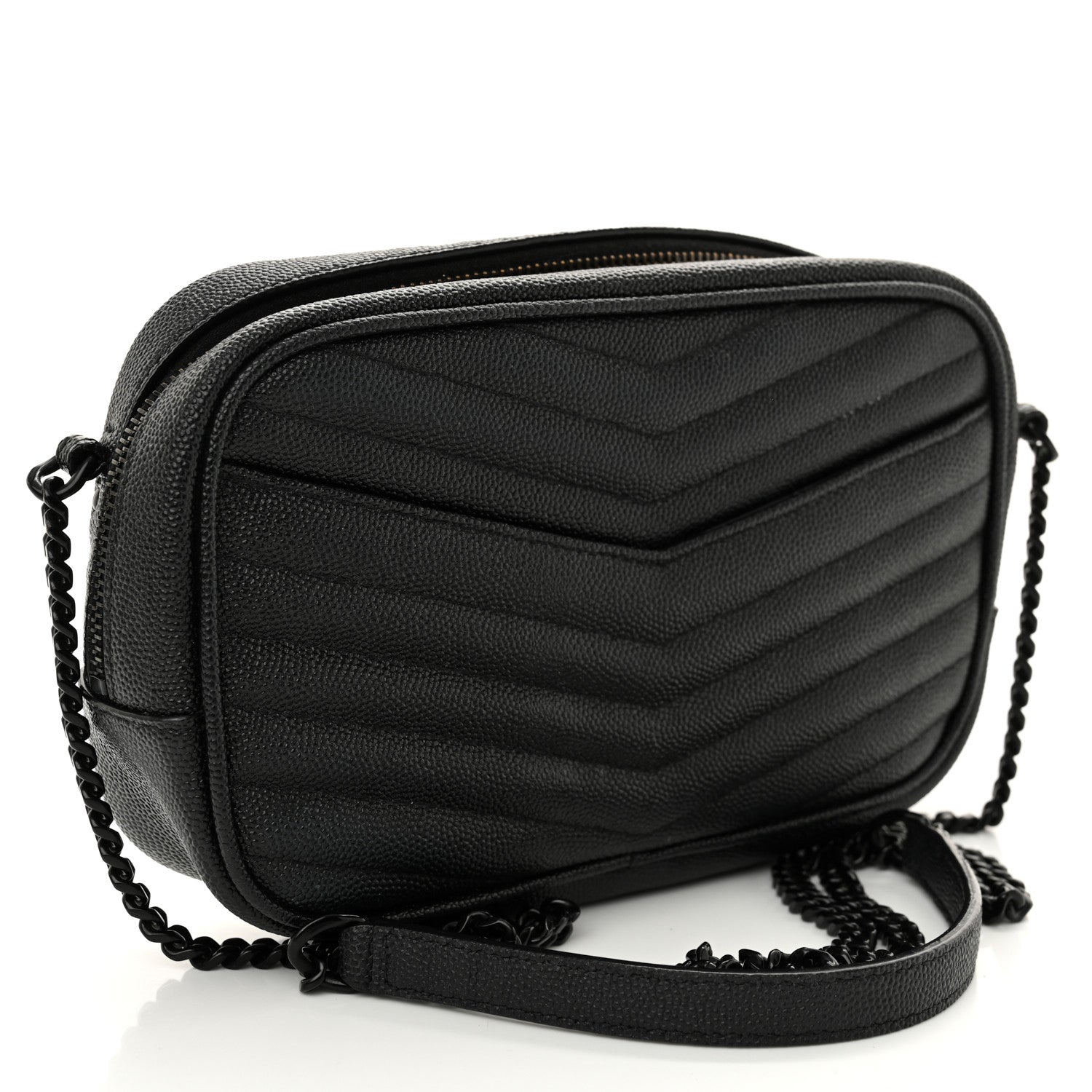 Saint Laurent Grain De Poudre Matelasse Monochrome Monogram Mini Lou Camera Bag Black 3 of 12