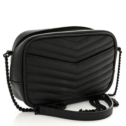 Saint Laurent Grain De Poudre Matelasse Monochrome Monogram Mini Lou Camera Bag Black 3 of 12