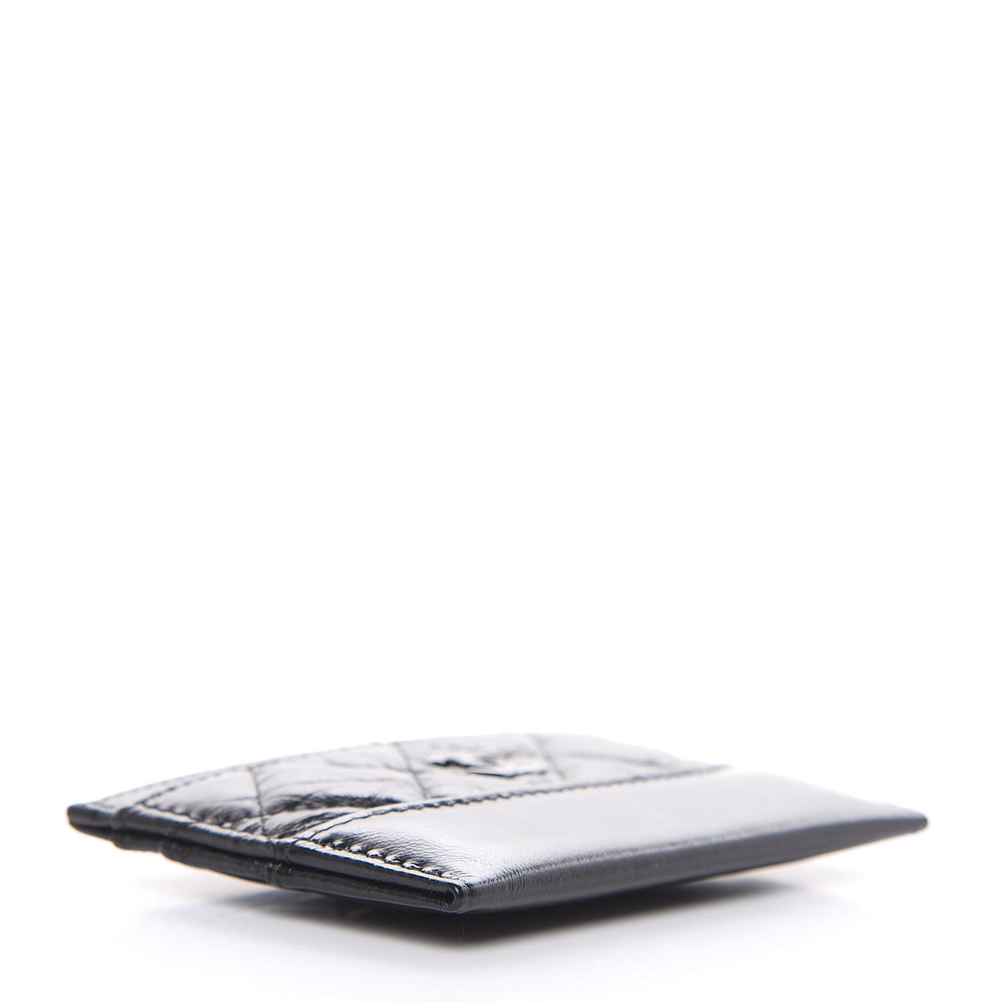 Aged Calfskin Smooth Calfskin Quilted Gabrielle Card Holder So Black