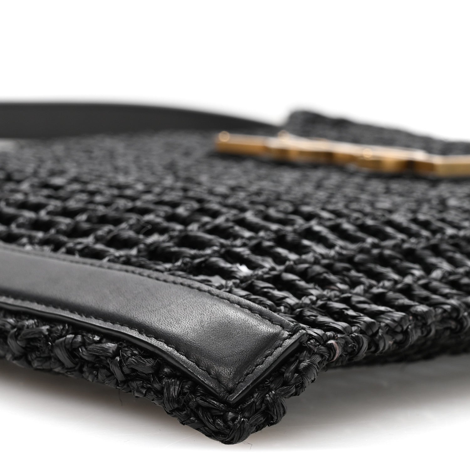 Saint Laurent Raffia Calfskin Oxalis Shoulder Bag Black 9 of 10
