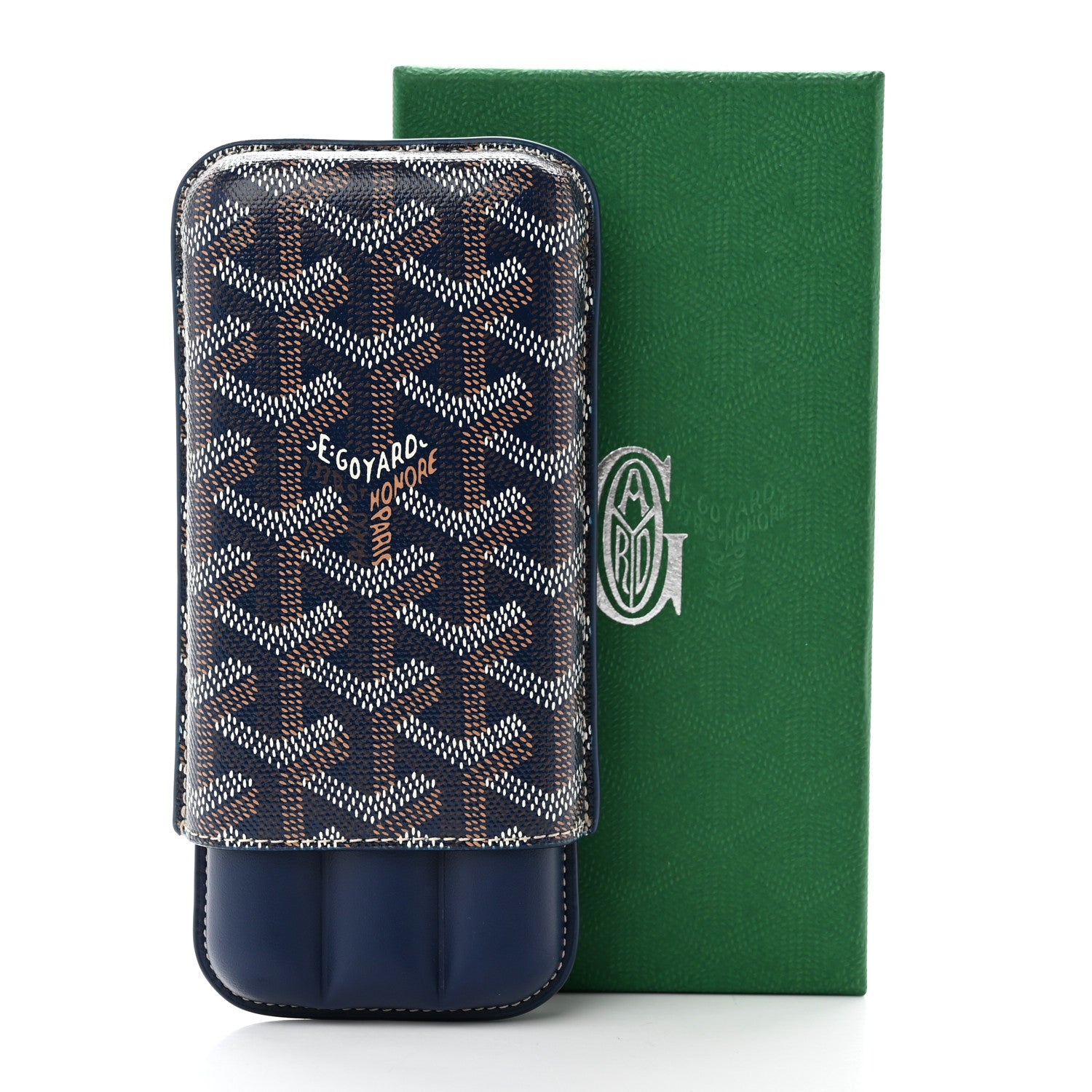 Goyard Goyardine Churchill 3 Cigar Case Navy 10 of 10