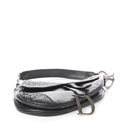 Christian Dior Lambskin Laser Cut Saddle Bag Black 3 of 13