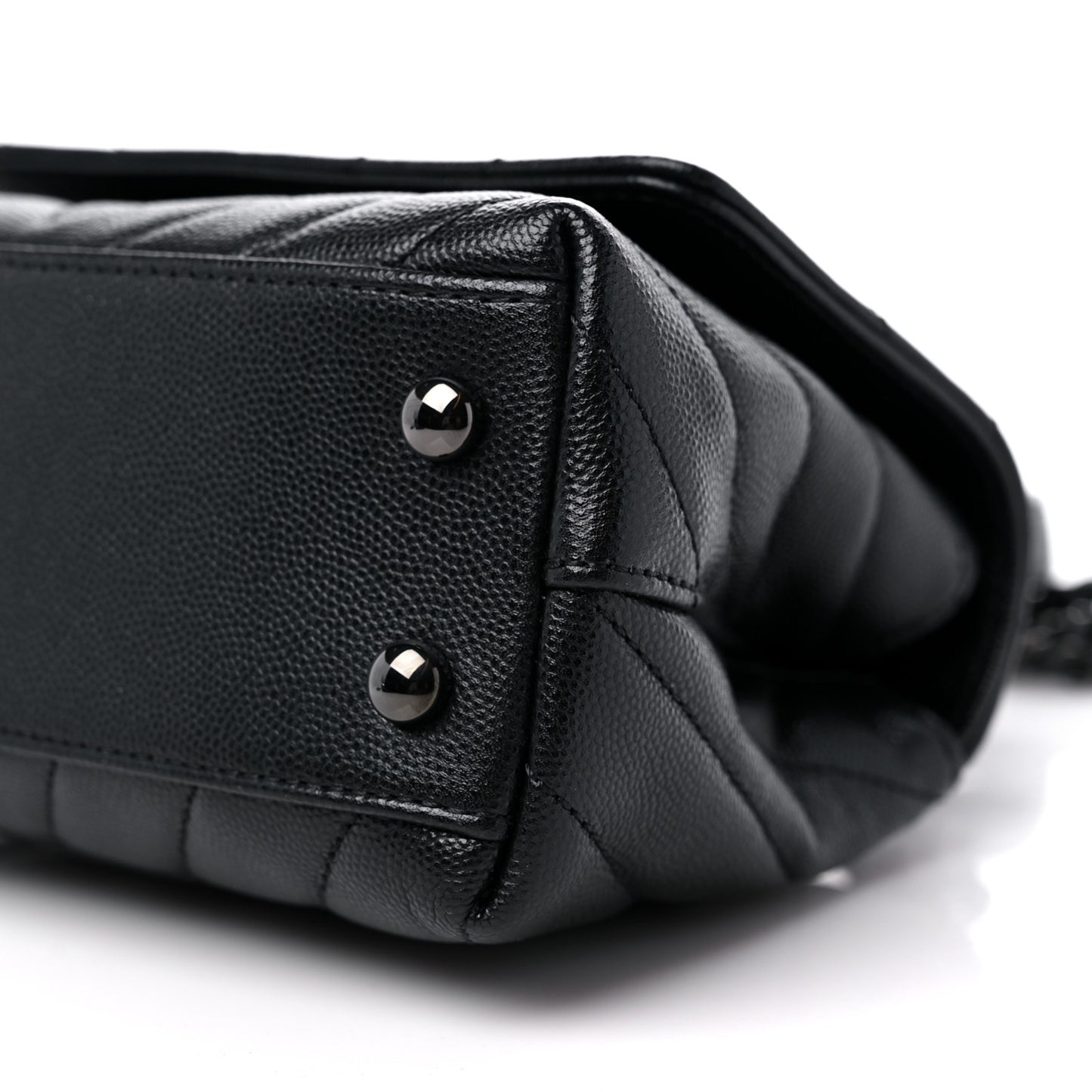 Caviar Chevron Quilted Extra Mini Coco Handle Flap So Black