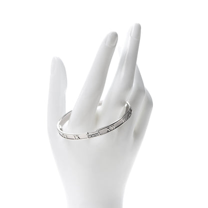 Tiffany 18K White Gold Diamond Atlas Closed Hinged Bangle Bracelet 2 of 6