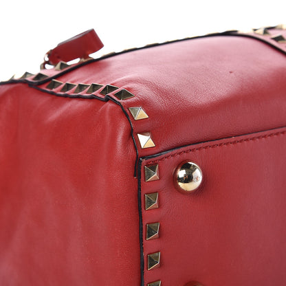 Valentino Garavani Calfskin Rockstud Top Handle Satchel Rosso Valentino 13 of 18