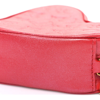Louis Vuitton Lambskin Embossed Monogram Fall In Love Sac Coeur Heart Chain Bag Lipstick Red 9 of 9