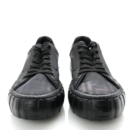 Fendi Fabric Jacquard Vitello Technical Fabric FF Mens Fendi Force Low Top Sneaker 8 Black Blue 3 of 9