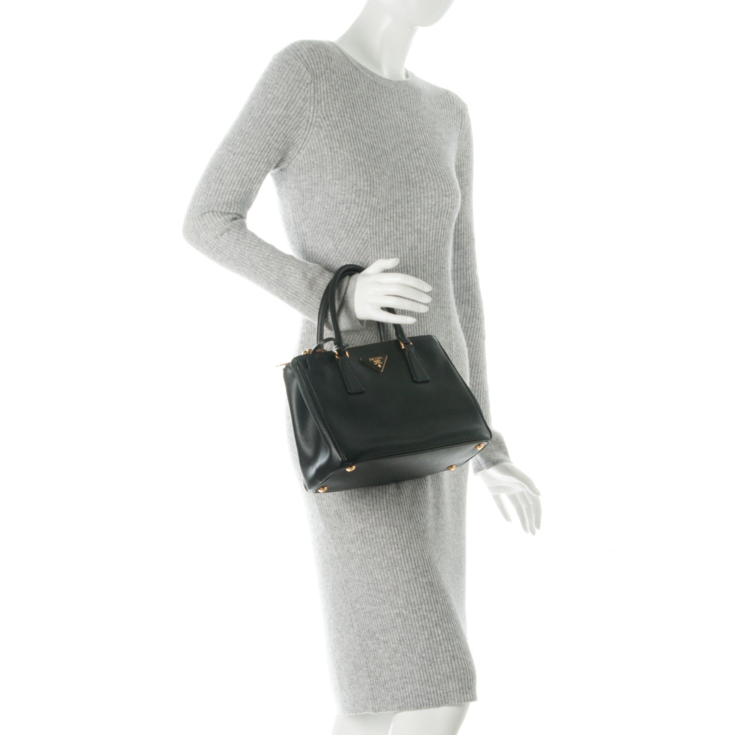 Prada Saffiano Small Galleria Double Zip Tote Black 3 of 9