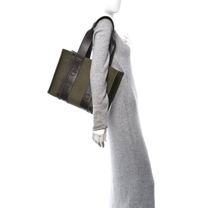 Chloe Linen Calfskin Medium Woody Tote Warm Green 2 of 10