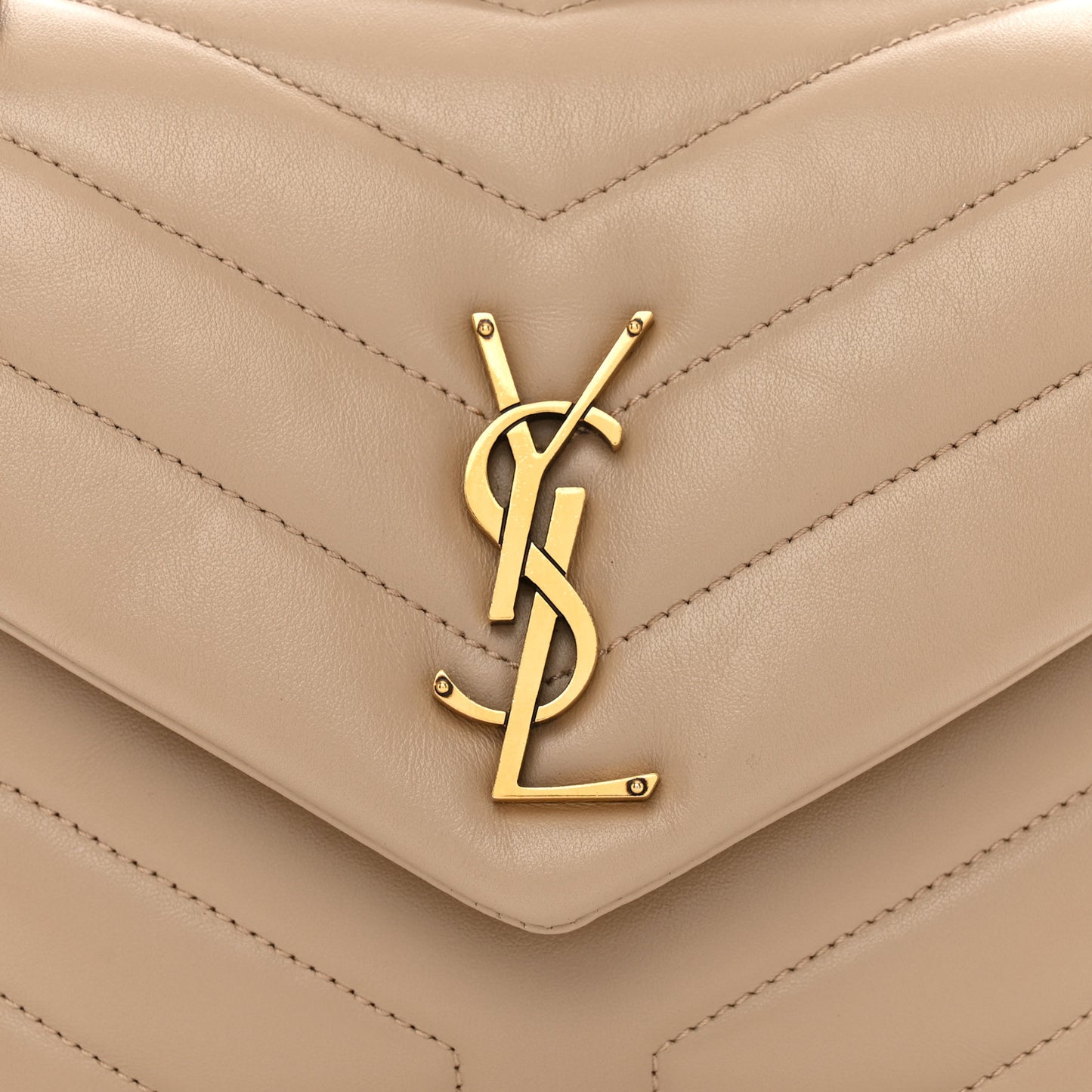 Calfskin Y Quilted Monogram Small Loulou Chain Satchel Dark Beige