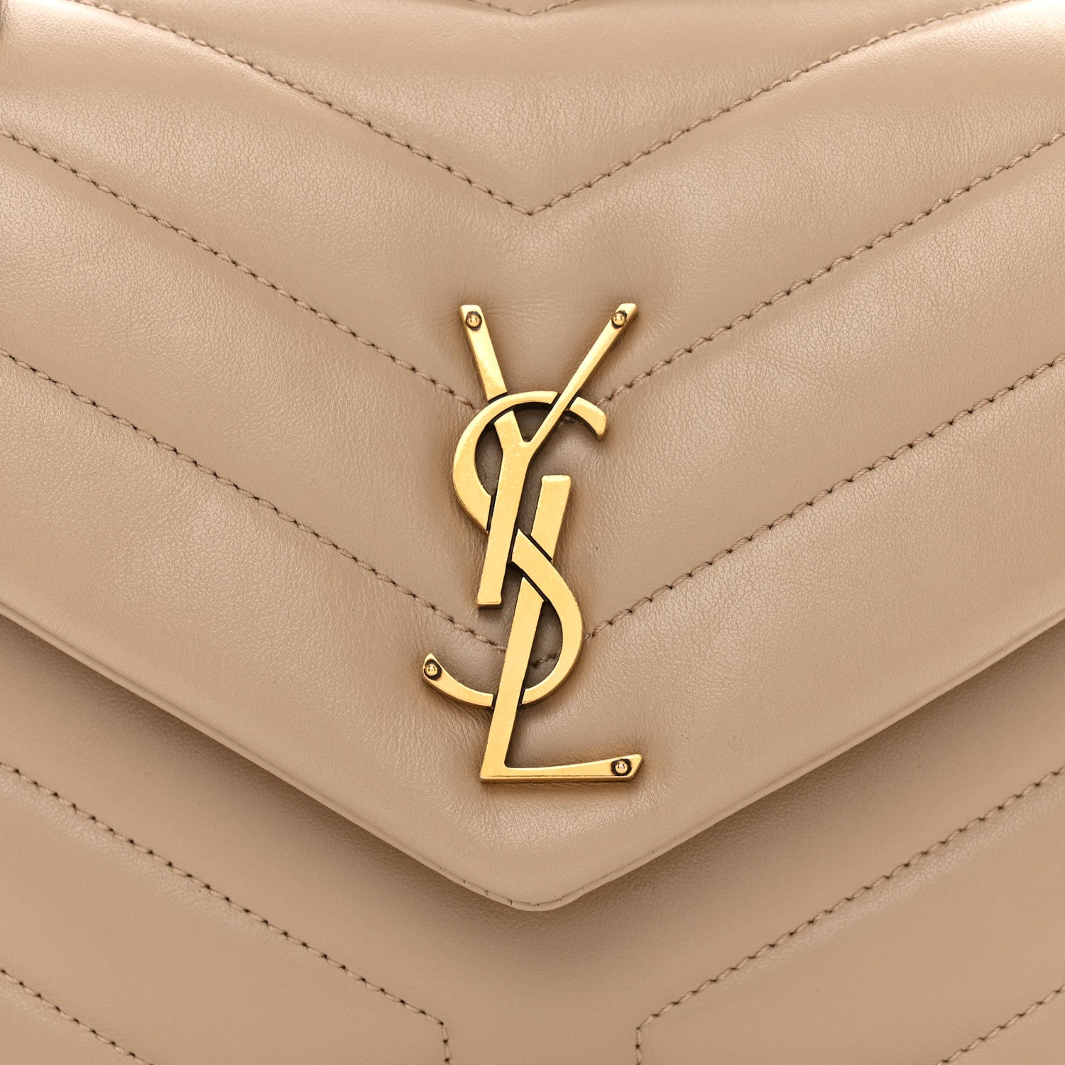 Saint Laurent Calfskin Y Quilted Monogram Small Loulou Chain Satchel Dark Beige 5 of 11
