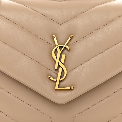 Saint Laurent Calfskin Y Quilted Monogram Small Loulou Chain Satchel Dark Beige 5 of 11