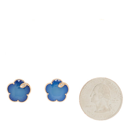 Pasquale Bruni 18K Rose Gold Diamond Lapis White Agate Doublet Petit Joli Earrings 2 of 5