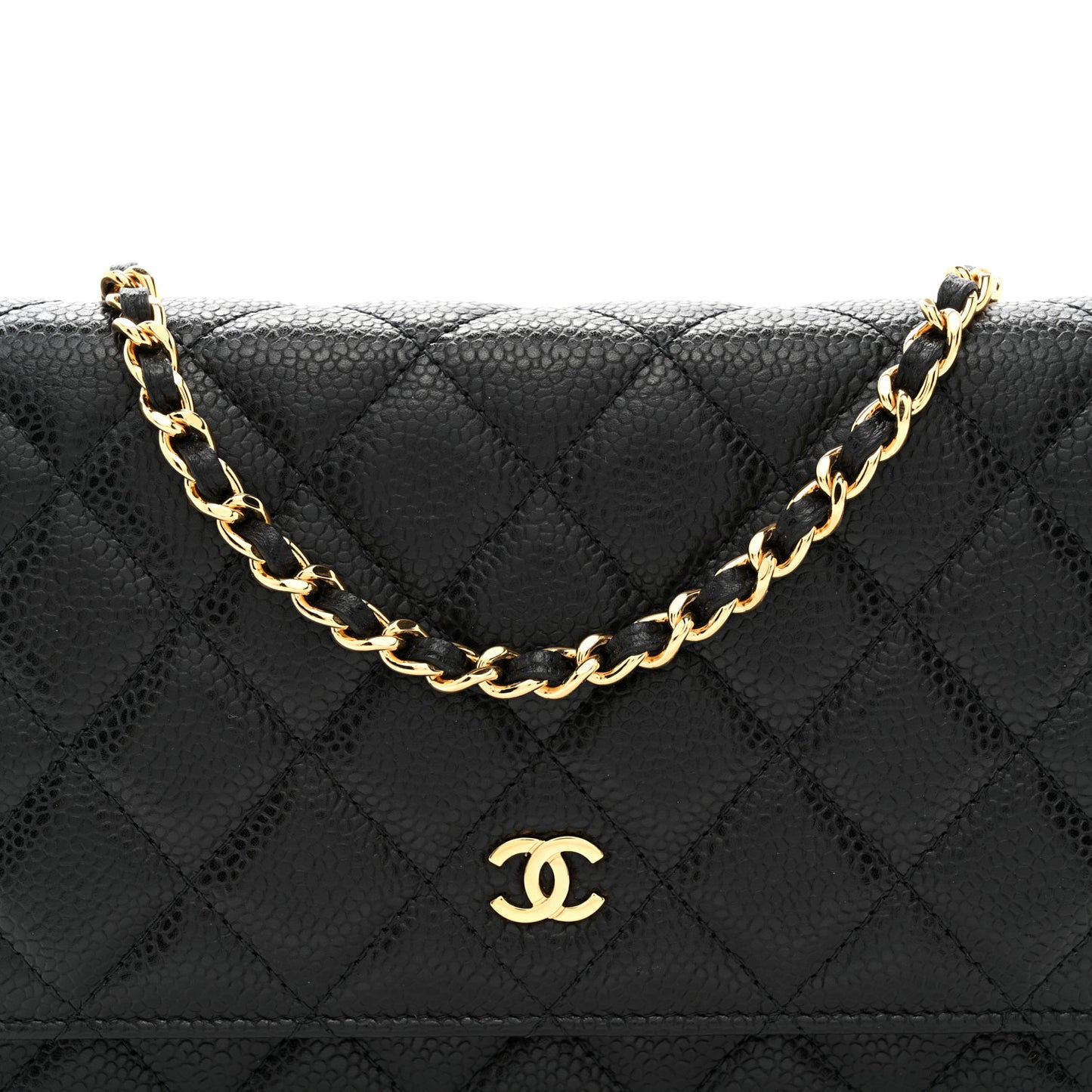 Caviar Quilted Wallet on Chain WOC Black