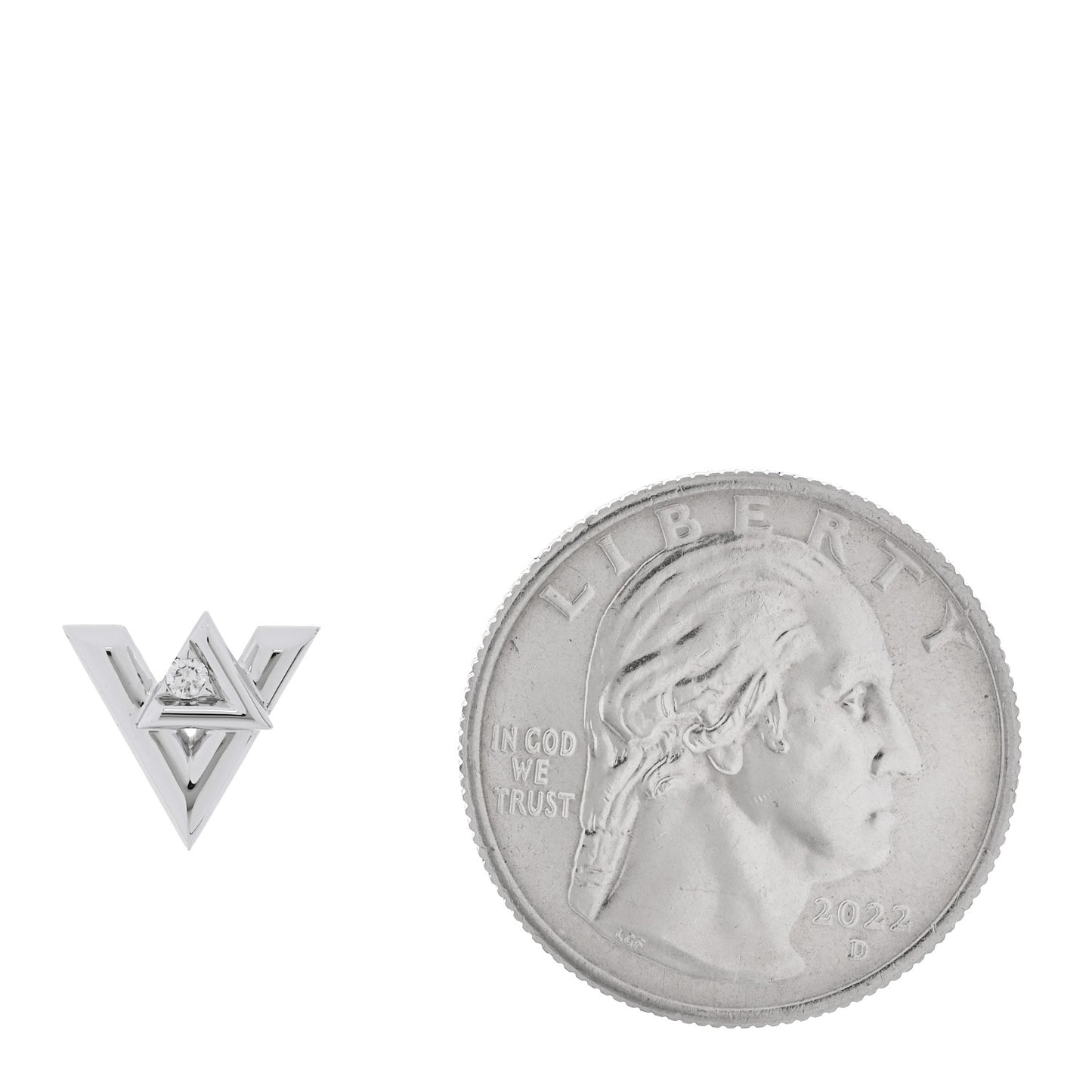 18K White Gold Diamond LV Volt Single Stud Earring