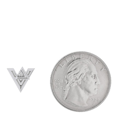 Louis Vuitton 18K White Gold Diamond LV Volt Single Stud Earring 2 of 5