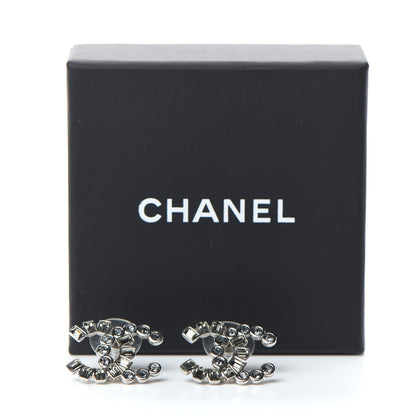 Chanel Baguette Crystal CC Earrings Silver Grey 5 of 5