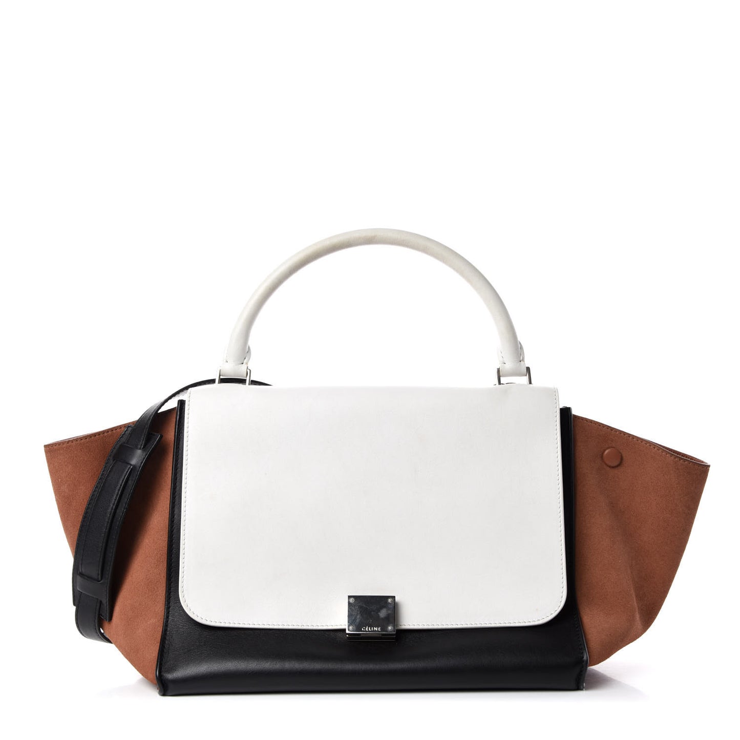 Smooth Calfskin Suede Medium Tri-Color Trapeze White
