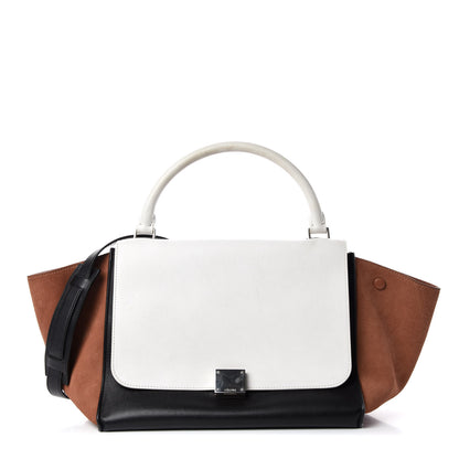 Celine Smooth Calfskin Suede Medium Tri-Color Trapeze White 1 of 15