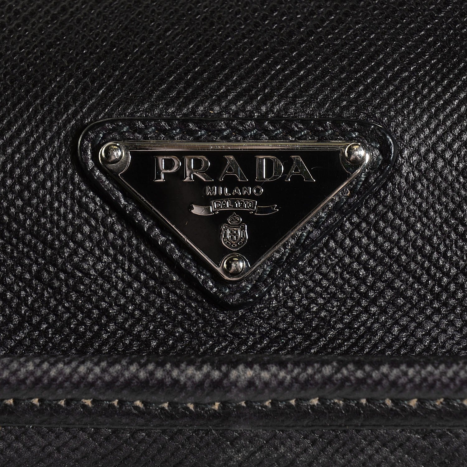 Prada Distressed Saffiano Cuir Double Handle Shopping Tote Black 7 of 10