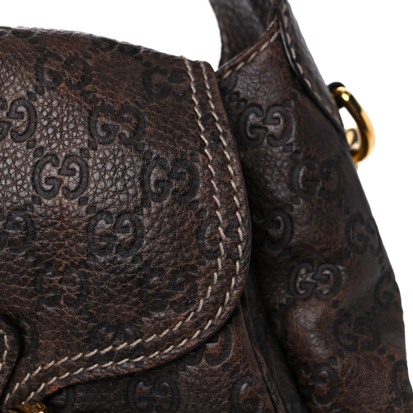 Guccissima Large New Pelham Satchel Dark Brown